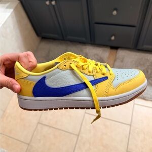 Travis Scott Yellow and Blue Sneakers